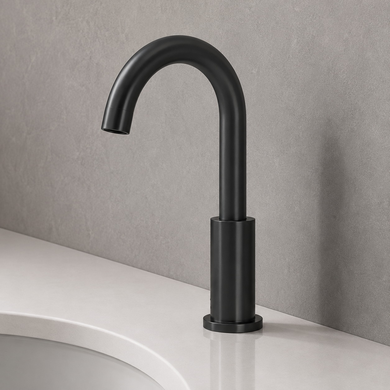 BathSelect Deck Mount Commercial Matte Black Touchless Automatic Sensor Faucet