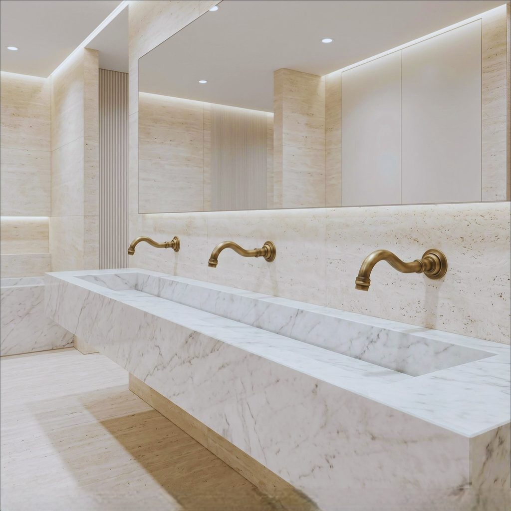 Commercial restroom fixture used for maintenance planning