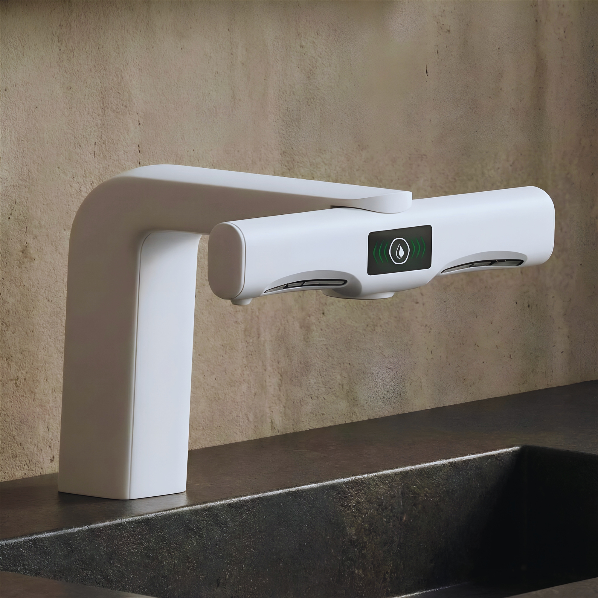 Fontana airline fleet touchless faucet concept installed over compact aircraft lavatory basin